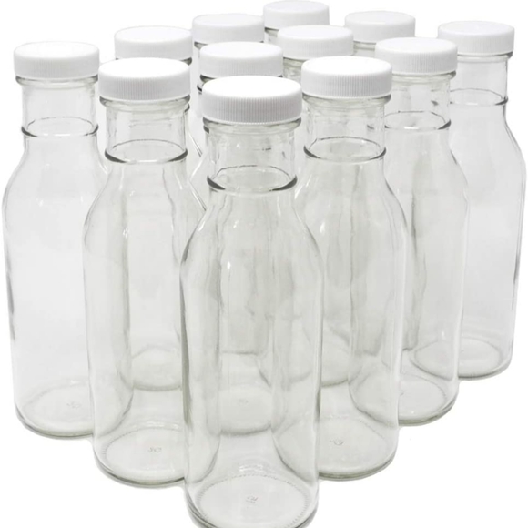 nicebottle Other - Clear Glass Beverage/Sauce Bottles, Case of 12